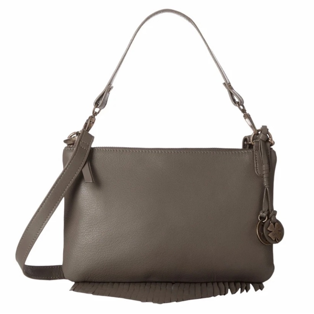Lucky Brand 'Bailey' Convertible Crossbody Bag 'Smoke' Taupe Gray Leather NWT